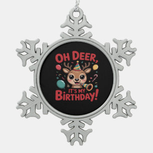 Adorno De Peltre Tipo Copo De Nieve Oh Ciervo Es Mi Cumpleaños Lindos Reno Festivo Est