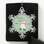 Adorno De Peltre Tipo Copo De Nieve Oh, qué Navidades divertidos Snowman Sage Green<br><div class="desc">Un lindo diseño de Navidades mínimo que incluye una ingenua pintura digital de un muñeco de nieve usando gorra rojo,  bufanda y mitones en un sabio fondo verde con el texto: ¡Qué divertido! Puede personalizar del texto para que se ajuste a sus necesidades.</div>