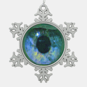 Adorno De Peltre Tipo Copo De Nieve Ojo verde azul infrecuente en Fishbowl