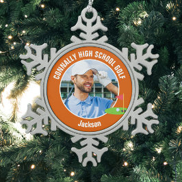 Adorno De Peltre Tipo Copo De Nieve Orange Golfer Photo High School Golf Team