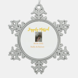 Adorno De Peltre Tipo Copo De Nieve Orange yellow retro photo happily married couple