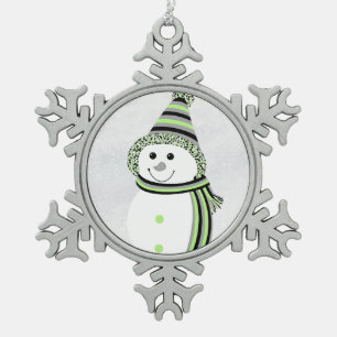 Adorno De Peltre Tipo Copo De Nieve Orgullo de género Snowman Snowperson Blanco gris v