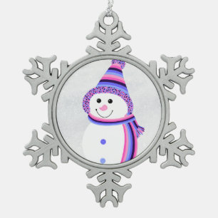 Adorno De Peltre Tipo Copo De Nieve Orgullo omnisexual Snowman Snowperson Púrpura rosa