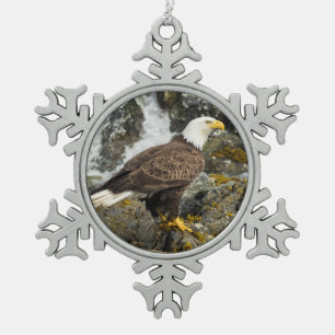 Adorno De Peltre Tipo Copo De Nieve Orgulloso Bald Eagle