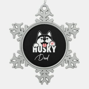 Adorno De Peltre Tipo Copo De Nieve Orgulloso Husky Siberian Dad