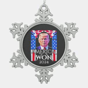Adorno De Peltre Tipo Copo De Nieve Orgulloso Maga Americano Trump Ganó Día de Inaugur