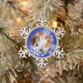 Adorno De Peltre Tipo Copo De Nieve Ornamento azul de Navidades gatos mascotas