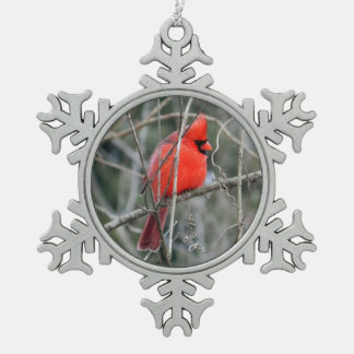 Adorno De Peltre Tipo Copo De Nieve Ornamento cardinal rojo real del navidad