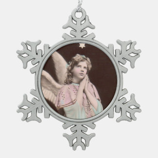 Adorno De Peltre Tipo Copo De Nieve ornamento clásico del ángel de la foto del vintage