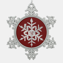 Adorno De Peltre Tipo Copo De Nieve Ornamento con marco de copo de nieve monogramado r