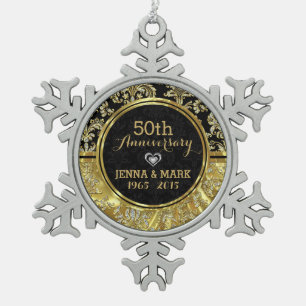 Adorno De Peltre Tipo Copo De Nieve Ornamento conmemorativo de 50 años Boda Black & Go