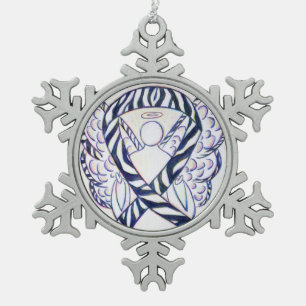 Adorno De Peltre Tipo Copo De Nieve Ornamento de ángel de cinta de conciencia de cebra