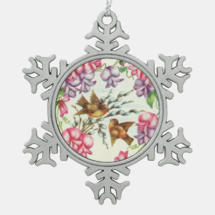 Adorno De Peltre Tipo Copo De Nieve Ornamento de Aves de Amor Vintage