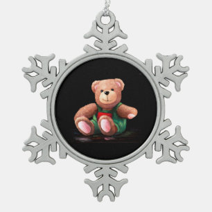 Adorno De Peltre Tipo Copo De Nieve Ornamento de Boy Teddy Bear
