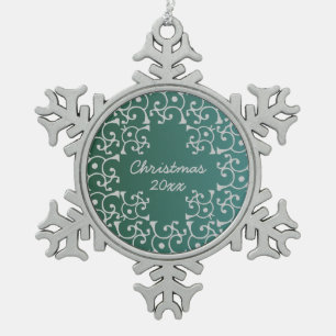 Adorno De Peltre Tipo Copo De Nieve Ornamento de copas de nieve para Navidades Verde a