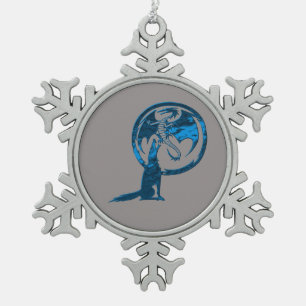Adorno De Peltre Tipo Copo De Nieve Ornamento de copo de nieve azul Wolf & Dragon