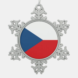 Adorno De Peltre Tipo Copo De Nieve Ornamento de copo de nieve con bandera checa