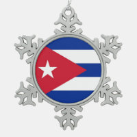 Ornamento de copo de nieve con bandera cubana