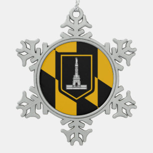 Adorno De Peltre Tipo Copo De Nieve Ornamento de copo de nieve con bandera de Baltimor