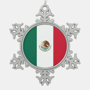 Adorno De Peltre Tipo Copo De Nieve Ornamento de copo de nieve con bandera de México