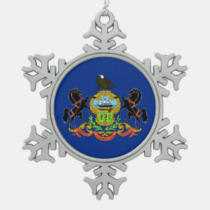 Adorno De Peltre Tipo Copo De Nieve Ornamento de copo de nieve con bandera de Pensilva