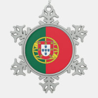Ornamento de copo de nieve con bandera de Portugal