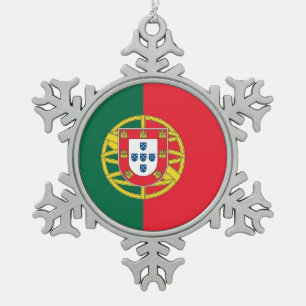 Adorno De Peltre Tipo Copo De Nieve Ornamento de copo de nieve con bandera de Portugal