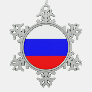 Adorno De Peltre Tipo Copo De Nieve Ornamento de copo de nieve con bandera de Rusia