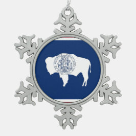 Adorno De Peltre Tipo Copo De Nieve Ornamento de copo de nieve con bandera Wyoming