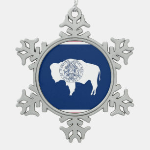 Adorno De Peltre Tipo Copo De Nieve Ornamento de copo de nieve con bandera Wyoming