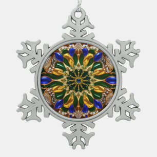 Adorno De Peltre Tipo Copo De Nieve Ornamento de copo de nieve con colores brasileños