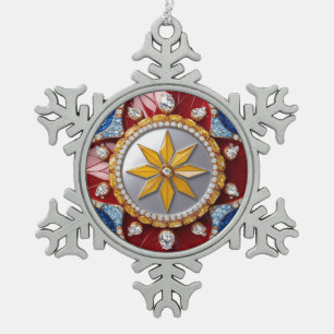 Adorno De Peltre Tipo Copo De Nieve Ornamento de copo de nieve con colores colombianos