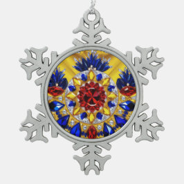 Adorno De Peltre Tipo Copo De Nieve Ornamento de copo de nieve con colores rumanos