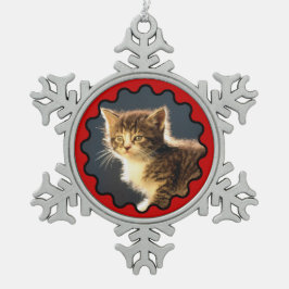 Adorno De Peltre Tipo Copo De Nieve Ornamento de copo de nieve con Wavy Red Border