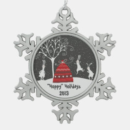 Adorno De Peltre Tipo Copo De Nieve Ornamento de copo de nieve de invierno conejo de a