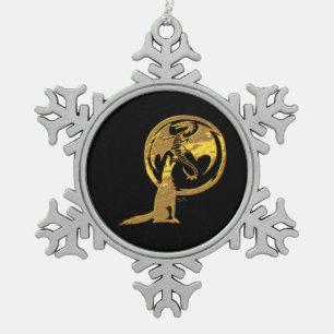 Adorno De Peltre Tipo Copo De Nieve Ornamento de copo de nieve de oro Wolf & Dragon