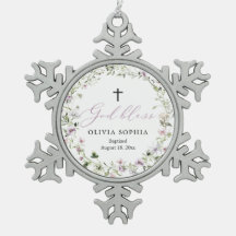 Ornamento de copo de nieve del bautizo de Chica mo