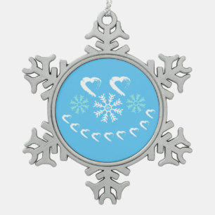 Adorno De Peltre Tipo Copo De Nieve Ornamento de copo de nieve del corazón feliz