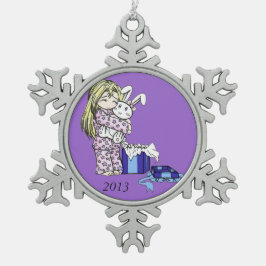 Adorno De Peltre Tipo Copo De Nieve Ornamento de copo de nieve para conejo de navidade