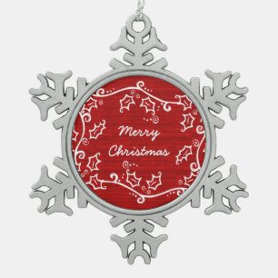 Adorno De Peltre Tipo Copo De Nieve Ornamento de copo de nieve Red Rustic Holly