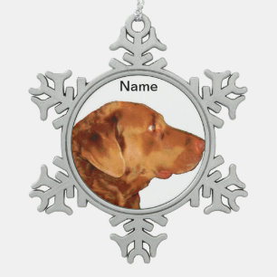 Adorno De Peltre Tipo Copo De Nieve Ornamento de encargo del copo de nieve del perro