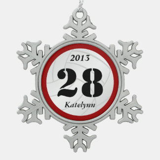 Adorno De Peltre Tipo Copo De Nieve Ornamento de encargo del voleibol del monograma