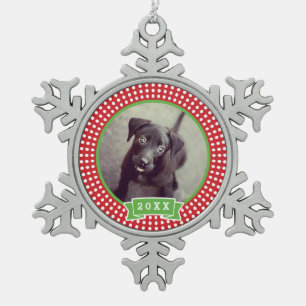 Adorno De Peltre Tipo Copo De Nieve Ornamento de foto de Mascota personalizado Keepsak