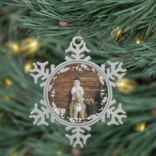 Adorno De Peltre Tipo Copo De Nieve Ornamento de fotos rusticas de corona