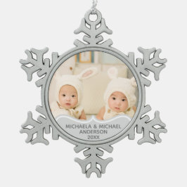 Adorno De Peltre Tipo Copo De Nieve Ornamento de la foto de los primeros Navidades de 