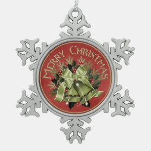 Adorno De Peltre Tipo Copo De Nieve Ornamento de las campanas verdes navideñas navideñ