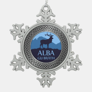 Adorno De Peltre Tipo Copo De Nieve Ornamento de Navidad Alba Gu Brath Snowflake Pewte
