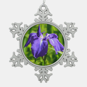 Adorno De Peltre Tipo Copo De Nieve Ornamento de navidad de flores de iris morado