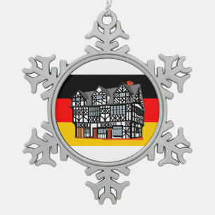 Adorno De Peltre Tipo Copo De Nieve Ornamento de Navidad de la Casa de la Bandera Alem