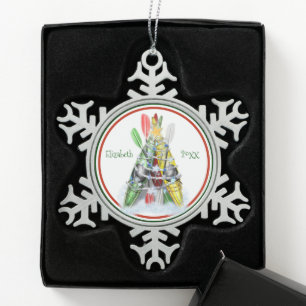 Adorno De Peltre Tipo Copo De Nieve ornamento de Navidad de pewter kayak personalizado